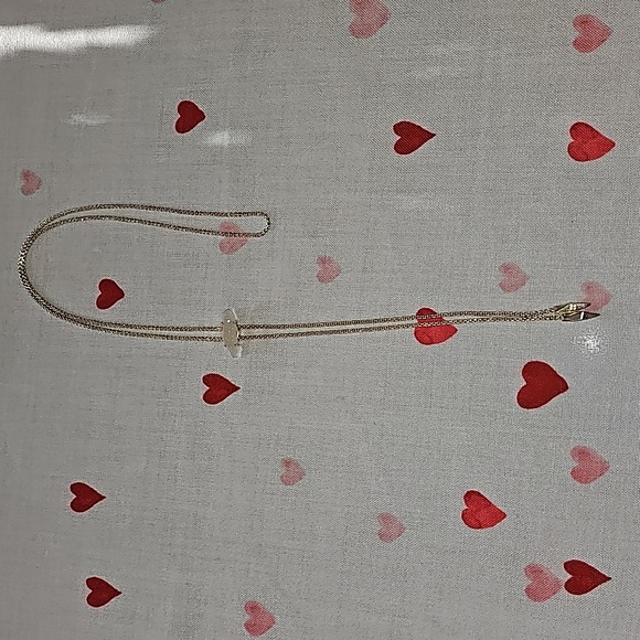 Karen Scott long gold necklace w sliding white sparkling stone - Picture 2 of 3